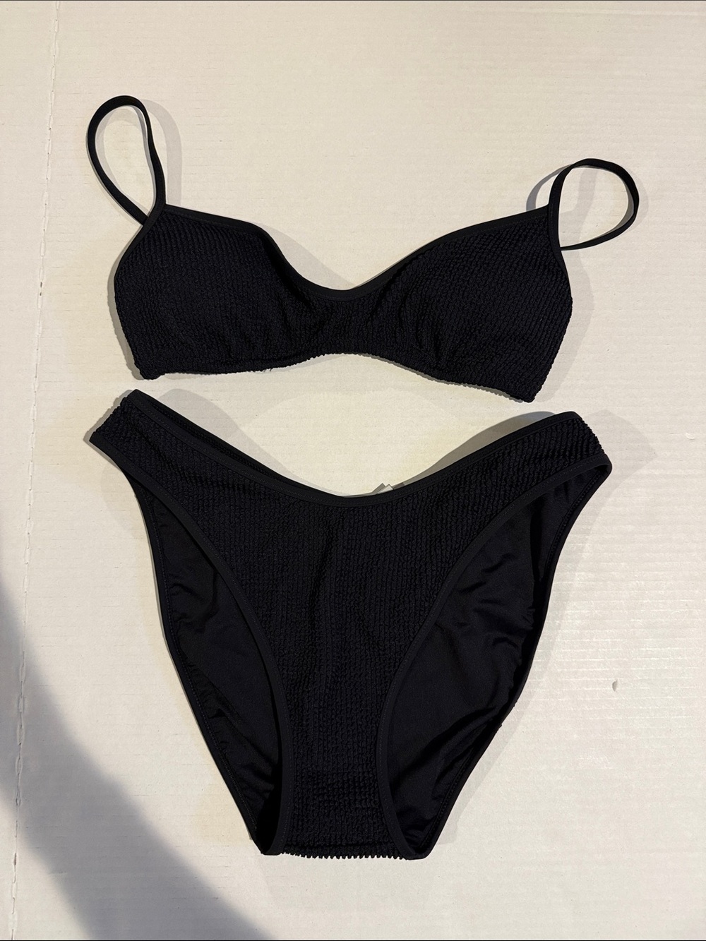 J. Crew Black Textured Two-Piece Bikini